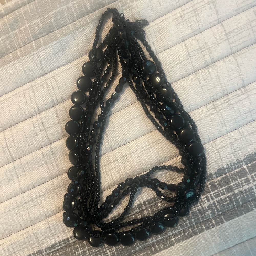 Beaded Choker Necklace Multi Strand Black Premier Designs